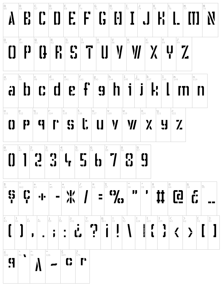 !Crass Roots OFL font map